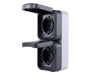 REV - AquaStorm, doppia presa, presa per ambienti umidi, IP55, bipolare, montaggio verticale, 230 V, 16 A, antracite