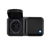 REV - AquaStorm, presa per ambienti umidi da parete con interruttore della luce, IP55, orizzontale, 230 V, 16 A, antracite