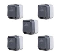 REV AquaStorm - Set di 5 interruttori principali per riscaldamento per ambienti umidi, IP55, a due poli, 230 V, 10 A, antracite