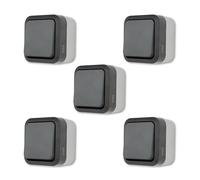 REV AquaStorm - Set risparmio di 5 interruttori a croce per ambienti umidi, IP55, monopolo, 230 V, 10 A, antracite