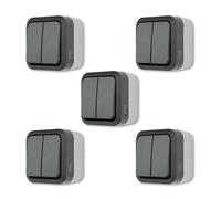 REV AquaStorm - Set risparmio di 5 interruttori di serie, per ambienti umidi, IP55, monopolo, 230 V, 10 A, antracite