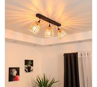REV CAPENA-3 Lampada da soffitto in stile retrò, lampada da parete a 3 luci, lampada da soffitto a LED, lampada da letto, E14, rattan