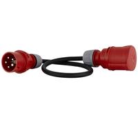 REV Cavo CEE di prolunga 0,8 m - CEE H07RN-F in gomma, 16A & 32A/400V - CEE maschio su presa CEE, ideale per campeggio e attività all'aperto, IP44, nero