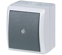 REV AquaForm, interruttore di controllo per ambienti umidi, IP44, monopolo, da parete, grigio