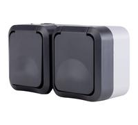 REV Completo Presa doppia AquaStorm Grigio chiaro, Nero 0004090400 1 pz.