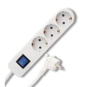Rev Ice - Ciabatta elettrica a 3 Prese, 3 Prese, 1,4 m, Max. 3680 W, Colore: Bianco