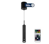 REV Lampada a sospensione a batteria, 130 lm, dimmerabile e regolabile in altezza (37-163 cm), lampada a sospensione con telecomando, per soggiorno, camera da letto, IP20, colore nero
