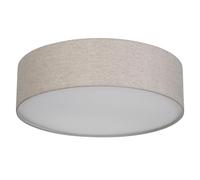 REV Plafoniera a LED da 40 cm, rotonda, con paralume in tessuto dal look vintage, ideale per camera da letto e soggiorno, tortora