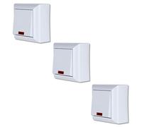 REV PlanoLuxe - Set di 3 interruttori della luce a parete con spia di controllo, colore: Bianco