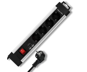 REV POWER STRIP 4-FOLD + KS USB SUPRALINE SWITCH BLACK