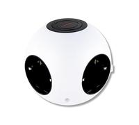 REV PowerGlobe - Ciabatta elettrica rotonda con interruttore, 1,4 m, 3500 W, colore: Nero/Bianco