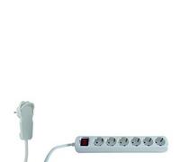 REV Presa multipla 2m 6 prese spina piatta con interr., bianco Cavo adattatore