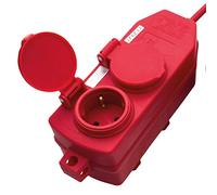 REV Prolunga a 4 prese, per esterni, impermeabile, IP44, 10 m, 3680 W, rosso