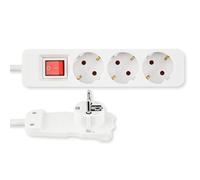 REV Ritter, 0012326114, Connettore piatto presa, a 3 vie con interruttore, 2m, bianco