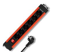 REV Ritter 00146161 - Ciabatta elettrica con 6 prese, protezione per bambini, 2,4 m, colore: Rame/antracite