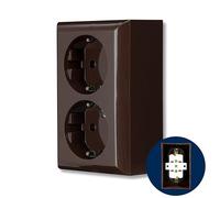 REV 0510076777 Doppia Presa con Telaio e Inserto, Marrone, 2-fach