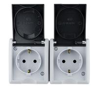 REV Ritter 0510221777 A-Form, Presa elettrica 2 moduli IP44 AP, grigio