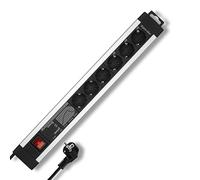 Rev 0014663913 multipresa con interruttore 6 scomparti nero / argento schuko