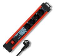 Rev 0014462613 multipresa con interruttore 4 scomparti nero/rosso schuko