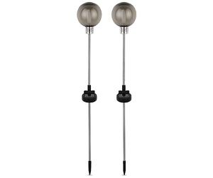 REV - Set di 2 lampade solari per esterni - Lampada solare a sfera con picchetto - Lanterna solare perfetta per giardino, terrazza e balcone - IP44 resistente agli spruzzi d'acqua - 72 cm di altezza