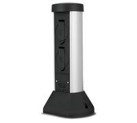 REV SilverCraft - Presa esterna da giardino, H36 cm, cavo 2 m, 3500 W, IP44, colore: Nero