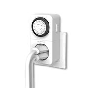 REV Timer meccanico per presa COMBINI - Formato 24h, 48 tempi a 30min - Timer meccanico per presa con sistema di presa combinato, max. 16A/3680W, bianco