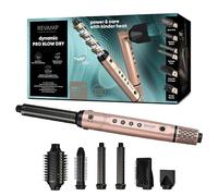 REVAMP Dynamic Radiance Pro Blow Dry Styler 7 in 1 - Motore Brushless, Asciugatura Rapida, Volume, Spazzola Retrattile, Ricci Automatici, 6 Accessori per lo Styling, Beauty Bag