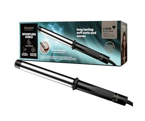 REVAMP Effortless Curls Arricciacapelli Extra Lungo 32 mm - Ceramica | Ferro Arricciacapelli, Fusto Ampio, Smart Heat, per Capelli Lunghi, Olio di Argan, Onde Lucide, Professionale