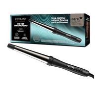 REVAMP Progloss Big Hot Wand, Ferro Arricciacapelli Conico in Ceramica con Tecnologia Ionica per Onde e Ricci Definiti, Infuso con Oli Protettivi, Diametro 32-19 mm, Temperatura 120°C-210°C, Nero