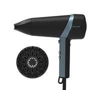 REVAMP Progloss Quad Ionic 3800 - Asciugacapelli leggero e portatile con concentratore e attacco volumizzante, infuso con oli super lisci per una maggiore lucentezza del salone, colore: nero/blu