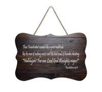 Revelation 19:6 Then I Heard What Sounded Like A Great Multitude, Like The Roar of Rushing Waters An Rustic Wood Welcome Sign for Front Portch Door Aula Coffee Club Targa in legno 15,2 x 25,4 cm