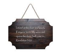 Revelation 3:20 I Stand at The Door And Knock. If Anyone Hears My Voice Cartello di benvenuto in legno rustico per portico anteriore porta parete scuola aula caffè club cartello in legno 15,2 x 25,4