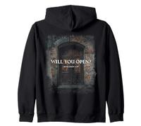 Revelation 3:20 I Stand at The Door And Knock, Will You Open Felpa con Cappuccio
