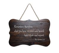 Revelation 3: 3 Remember, therefore what you have Received And Heard; Hold It Fast, And Repent Cartello in legno 15,2 x 25,4 cm Bibbia Wall Art Targhe in legno per porta d'ingresso Soggiorno Cucina
