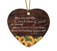 Revelation 4:11 Wall Art You Are Worthy Lord Our God to Receive Glory Honor And Praise You Crea Cuore Citazioni Ornamento di Natale in ceramica per albero di Natale Decorazione per le vacanze Ricordo