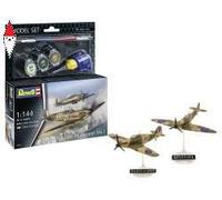 Revell 63771 - Set di modellini Spitfire Mk.Ia e Hurricane Mk.I, scala 1:144, non costruito/non verniciato, in plastica, con accessori