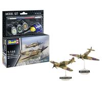 Revell 63771 - Set di modellini Spitfire Mk.Ia e Hurricane Mk.I, scala 1:144, non costruito/non verniciato, in plastica, con accessori
