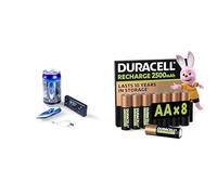 Revell Control Mini RC Speedboat Blu, 2.4GHz, 7,5cm, & Duracell AA Ricaricabili 8 pz, 2500mAh