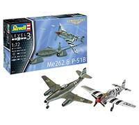 Revell Easy Click System - Modellino di modellino P-51D Mustang e Me262 A-1a, scala 1:72, leggendario aereo da combattimento della 2 guerra mondiale, con armamento, non necessita di incollaggio, per