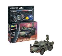 Revell Model Set 63356 Spähwagen Fennek 1:72 Kit di modellini in plastica non costruita/non verniciata, con colla professionale Contacta, pennello e colori Aqua Color selezionati