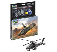 Revell Model Set 64985 AH-64A Apache in Scala 1:100 Non costruito/Non Verniciato, Kit di modellini in plastica con Colla Professionale Contacta, Pennello e Colori Aqua Color selezionati