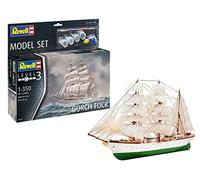 Revell Set modello 65432 Gorch Fock in scala 1:350, non costruito/non verniciato, kit di modellini in plastica con colla professionale Contacta, pennello e vernici selezionate Aqua Color