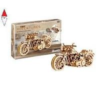 Revell Tiny Adventures 00614 - Moto Cruiser V-Twin, kit modellino in legno scala 1:13, con motore Pull Back & Go, lunghezza 18 cm