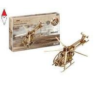 Revell 00611 - Tiny Adventures - Elicottero - Kit modellino in legno in scala 1:30 - con motore Pull Back & Go - Larghezza rotore 30 cm