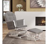 Revera Poltrona Glider con Sgabello Grigio Chiaro in Tessuto