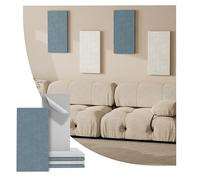 Reverbeon 4 pannelli acustici, 61 x 30,5 cm, pannelli da parete insonorizzanti in tessuto, autoadesivi, per casa, ufficio, studi (ardesia blu navy e bianco gesso)