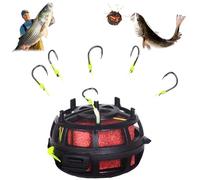 Reverse Bottom Bait Cage Fishing Hook, 6-Hook Reverse Bottom Rig with 360° Bait Cage, Compatible with Powder, Pellet & Block Baits for Carp, Catfish, Tilapia (No 6)