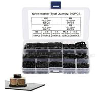 Reverse in nylon per bulloni, rondelle in nylon per viti, 700 pezzi Aliffatori neri impermeabili con scatola di immagazzinaggio, Gatti di manutenzione domestica per dispositivi elettronici, D