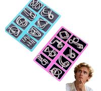Reverse Thinking Puzzles, Physics Mind Metal Puzzles Unlock Interlock Game Metal Puzzle Set of 24 with Pouch for Party Favor Challenge (Style 5)
