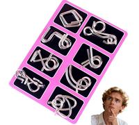 Reverse Thinking Puzzles, Physics Mind Metal Puzzles Unlock Interlock Game Metal Puzzle Set of 24 with Pouch for Party Favor Challenge (Style 1)